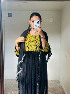 ANARKALI Style Afghani Robe de mariée lourde de couleur verte avec Dupatta Belles robes traditionnelles faites à la main au tarif de gros - Product Image 6