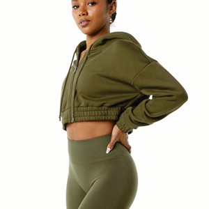 Sherpa Fleece Thick Crop Top Sweater Womens Korean Style Student Autumn Winter Half <b>Zipper</b> Warm Hoodie - Product Image 3