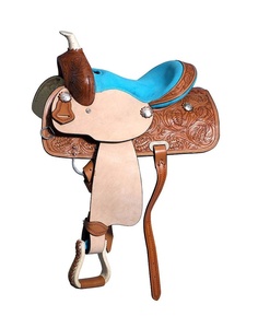 Barril de carreras inglés de cuero genuino de calidad superior, sillín occidental, herrajes de acero inoxidable, tamaño de 10-20 pulgadas para montar a caballo - Product Image 1