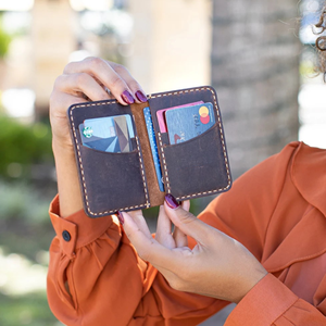 Tarjetero de piel auténtica personalizado, tarjetero ligero de alta calidad para hombre, Cartera de bolsillo, minitelera de piel fina e inteligente - Product Image 1