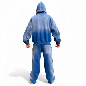 Conjunto Deportivo Unisex de Corte Regular, Estilo Urbano, Tejido Grueso, con Estampado Lavado Ácido, Elaborado con 100% Algodón, Resistente al Viento, para Otoño - Product Image 3