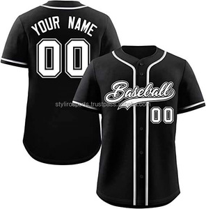 เสื้อเบสบอลของผู้ชาย OEM เสื้อกีฬาปักโลโก้ตามสั่งพิมพ์ลายแถบซับลิเมชันแบบเรียบ - Product Image 3