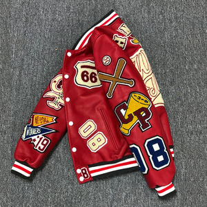 เสื้อแจ็กเก็ตเบสบอลของผู้ชายเสื้อแจ็กเก็ตสีดำแขนเสื้อบอมเบอร์สไตล์วิทยาลัยซิปผ้าใบสำหรับฤดูหนาว - Product Image 5