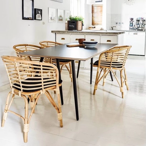 Vintage-Inspired Wicker Kitchen <b>Chair</b> with Weather-Resistant <b>Rattan</b> for Garden Seating - Product Image 6