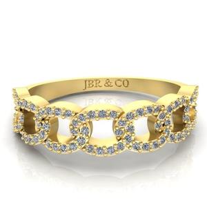 Anillo de cadena entrelazado de Plata de Ley 925 chapado en oro amarillo con diamante redondo de mejor diseño para mujer, fabricante de anillos de compromiso - Product Image 1