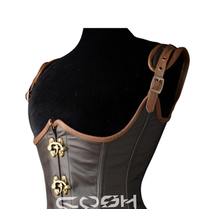 Corset de taille en cuir steampunk avec fermoir et sangles réglables - Product Image 6