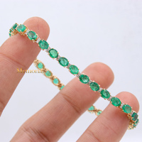 Bracelet tennis tendance en or jaune 14 carats avec émeraudes naturelles et diamants certifiés IGI – Bijoux pour femme, idéal pour les occasions spéciales et les cadeaux