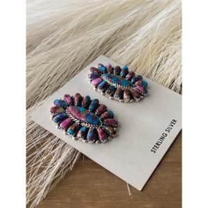 Pink Mohave Turquoise <b>Sterling</b> <b>Silver</b> Post Cluster <b>Stud</b> <b>Earrings</b> - Product Image 3