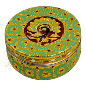 Vajilla Dibba de Acero Inoxidable con Baño de Oro y Técnica de Soldadura Meenakari, Moderna y Tradicional para Decoración del Hogar en Acción de Gracias - Product Image 1