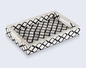 Majestic Medina Bone Inlay & Mother of Pearl Tray Bandeja de servicio de lujo hecha a mano para restaurante y presentación festiva árabe - Product Image 6