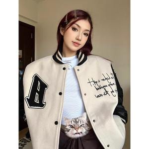 2024 Varsity chaquetas primavera otoño nuevos hombres Casual suelta Varsity chaqueta de gran tamaño béisbol Varsity chaqueta - Product Image 4