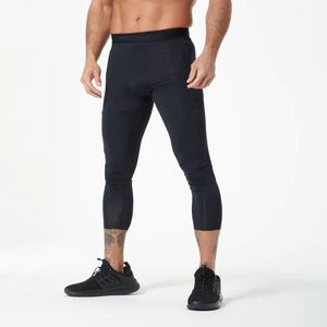 Pantalons de yoga de compression pour hommes sur mesure en gros, taille haute élastique, séchage rapide, leggings de course et de gym avec design personnalisable - Product Image 2