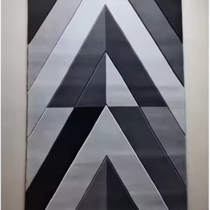 Alfombra de lana con mechones a mano moderna de primera calidad Rectangular negra y gris abstracta con pila alta para uso doméstico - Product Image 1