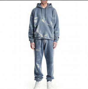 Wholesale <b>Vintage</b> Acid Wash Flare <b>Sweatshirt</b> & Jogger Set Cotton Streetwear Tracksuit for Men/Women - Product Image 4