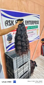 Indien brut Temple unique donneur soyeux noir Remy cheveux Bundle Super Double dessiné cheveux se termine brillant en vrac cheveux tissage Extension - Product Image 4