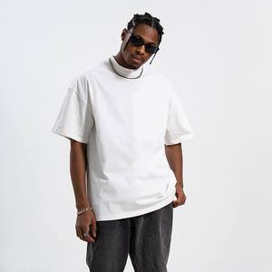 Derniers t-shirts décontractés basiques 100% coton pour hommes, épaules tombantes surdimensionnées avec manches courtes, tissu tricoté avec logo personnalisé - Product Image 2