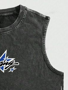 Camiseta sin Mangas para Hombre, Cuello en V, Color Sólido, Transpirable, 100% Algodón de Punto, 300 GSM, Ajuste de Alta Calidad, Ropa de Gimnasio de Verano con Logotipo Personalizado OEM - Product Image 3