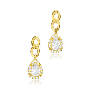 White CZ Stone Pear Design <b>Sterling</b> <b>Silver</b> <b>Stud</b> Earrings Turkish Handmade Wholesale 925 <b>Sterling</b> <b>Silver</b> Jewelry - Product Image 4