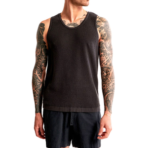 <b>Men's</b> <b>Black</b> cotton tank top O-neck knitted breathable vest Premium quality solid color Wholesale <b>men's</b> casual wear - Product Image 1