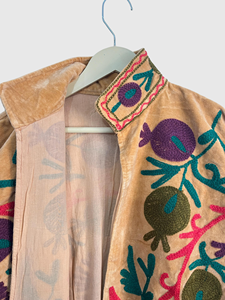 Veste florale brodée à la main, col mandarin, manches longues, coton, style Prairie Chic, vêtements d'automne pour femmes adultes - Product Image 3