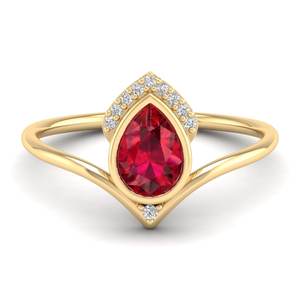 แหวนหมั้นเพชรพลอยรูปทรงลูกแพร์ REYES ขนาด 0.75 กะรัต สำหรับผู้หญิง ทำจากเงินแท้ 925 เครื่องประดับงานแต่งงานชั้นดี - Product Image 1