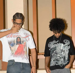 T-shirt personnalisé de fabricant, impression DTG, streetwear, col épais, t-shirt à col montant, poids lourd, 300 g/m², coupe ample, microfibre - Product Image 5