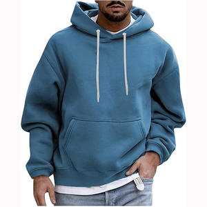 Sudadera Casual para Hombre, 100% Algodón Grueso, Diseño Holgado con Hombros Caídos, Tinte Liso, Estilo Vintage Urbano para Invierno - Product Image 5