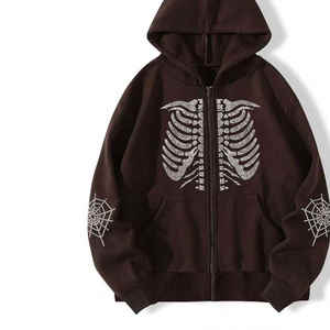 Sweat à capuche sur mesure respirant avec strass Produit tendance Prix bon marché Sweats à capuche et sweatshirts avec fermeture éclair pour hommes avec strass - Product Image 3