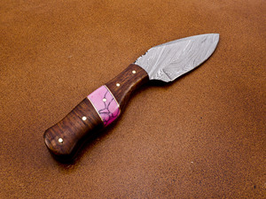 OEM Customizable Damascus Steel Hunting <b>Knife</b> Handmade Ash Wood Pakka Handle Leather Sheath <b>Twisted</b> Pattern-Available for - Product Image 4