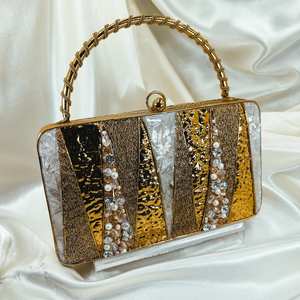 Bolso de mano de nácar a la moda para mujer, bolso de estilo playero para boda o fiesta, patrón de caja - Product Image 3