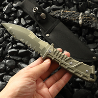 Couteau de survie tactique de chasse en acier inoxydable 3Cr13 à lame fixe pour l'extérieur, avec revêtement camouflage et étui en nylon