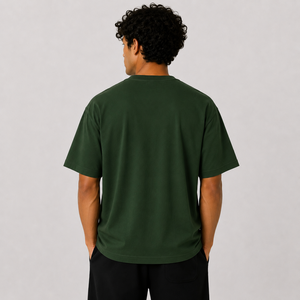 เสื้อยืดผ้าฝ้าย100% ชายแขนสั้น180gr ปกสีเขียวเข้มไม่มีปกสำหรับสไตล์ลำลองของคุณเสื้อแบบป้องกันขนแกะผลิตจากพรีเมี่ยมอิตาลี - Product Image 3