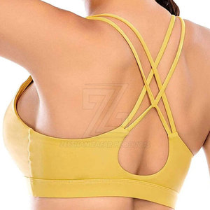 Soutien-gorge de sport pour femme, sans coutures, respirant, simple, à maintien élevé et très élastique, avec coussinets amovibles, logo frontal, coupe confortable, pour le yoga et l'athlétisme quotidien - Product Image 4
