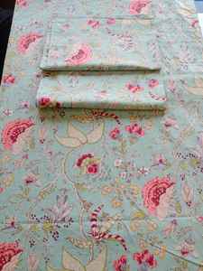 Sábanas de 100% algodón hechas a medida en varios tamaños en diseños florales en diseños de flores de color azul océano para fines de reventa. - Product Image 4