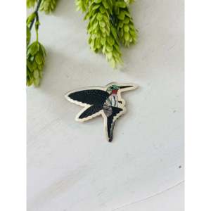 Broche Dale Edaakie Hummingbird en argent sterling et pierres multiples avec coquillage comme pierre principale - Product Image 3