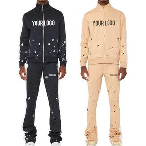 Proveedor de chándal personalizado Sudadera con capucha de gran tamaño y conjunto de joggers Alta calidad 100% algodón Desgastado French Terry Chándales para hombres - Product Image 5