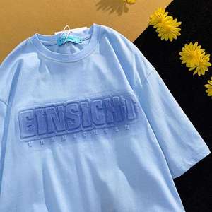 เสื้อลายนูนสำหรับผู้ชายเสื้อโอเวอร์ไซส์แขนสั้นทรงหลวมลำลองเสื้อลายนูน3D - Product Image 4