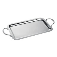 Plateau de service rectangulaire plaqué argent, inoxydable, avec poignées