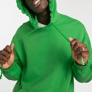 Custom Logo <b>Men's</b> Green Long Sleeve Oversized Pullover Hoodie with <b>Pouch</b> Pocket High Quality Fashionable Winter Wear Plain Dyed - Product Image 4