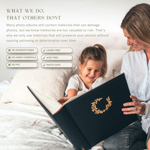 LABON grande Album di foto in lino verde oliva lamina d'oro con copertina rigida Memory Book personalizzato ricordo Scrapbook taccuino - Product Image 3