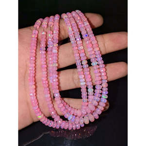 ลูกปัดโอปอลสีชมพูเอธิโอเปียแท้ 100% ทรงรอนเดลเหลี่ยมเพชรพลอย จี้และเครื่องประดับชั้นดีจากเอธิโอเปีย - Product Image 1