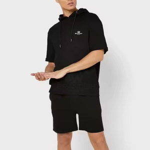 Transpirable superventas hombres Sudadera con capucha pantalones cortos conjunto de alta calidad ropa informal precio razonable hombres sudaderas con capucha conjunto corto para adultos - Product Image 1