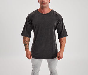 2025 de alta calidad gimnasio al aire libre lavado ácido hombres camisetas 100% algodón lavado ácido manga corta Ajuste de gran tamaño camiseta al por mayor para hombres - Product Image 1