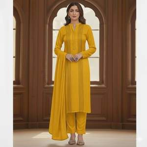 Traje Salwar Kameez Indio Pakistaní de Color Sólido con Dupatta de Georgette para Fiesta, Hecho de Otro Material, Secado Rápido, Ligero - Product Image 3