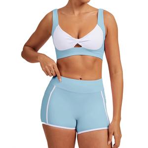 Custom Wholesale Hot Selling Women Seamless Yoga <b>Set</b> Elastic Waist <b>Sports</b> <b>Bra</b> & <b>Shorts</b> High Quality Polyester Fitness Wear - Product Image 6