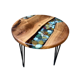 Table d'appoint en résine époxy noyer classique nouvelle collection de meubles de table à manger en résine époxy naturelle et en bois et meubles de salle à manger - Product Image 2