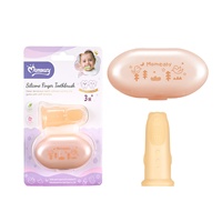Set Sikat Gigi Jari Bayi Silikon Langsung dari Pabrik Bebas BPA Sikat Gigi Ibu Jari Bayi dengan Kotak Penyimpanan untuk Perawatan Mulut Bayi