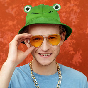 Personnalisé de haute qualité nouveauté femmes hommes adultes adolescents coton pêcheur mignon drôle grenouille seau chapeau - Product Image 5