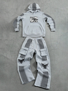 Hoodie Sweatshirt And Drawstring Waist Pants Casual Suit <b>Men</b> Graphic Sweatsuit <b>Set</b> <b>Men</b> Streetwear <b>Set</b> <b>Men</b> Grey Sweatsuit - Product Image 3