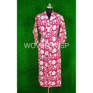 เสื้อแจ็คเก็ตกิโมโนคอวีปักลายดอกไม้สำหรับผู้หญิงผ้าคอตตอนถักยาวระบายอากาศได้ดีทำด้วยมือ - Product Image 2